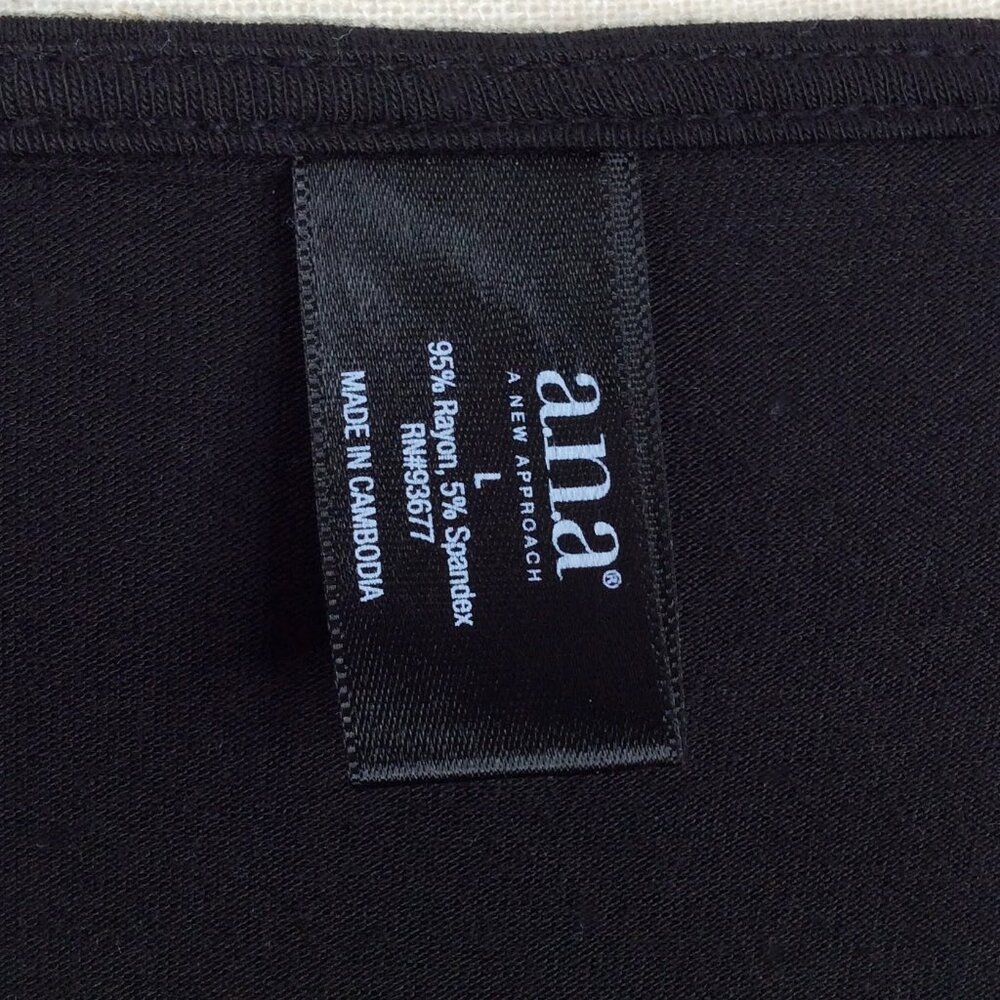 Ana Cover Up Dress Womens Size Large Black V-Neck‎ Dolman Short Sleeve Stretch - Picture 6 of 6